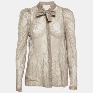 Givenchy Grey Floral Lace Sheer Shirt M